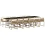 Garden dining set with 13-piece synthetic rattan beige cushions. by , Garden sets - Ref: Foro24-3211486, Price: 899,49 €, Dis...