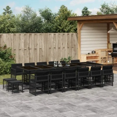 Garden furniture set 17 pieces with black synthetic rattan cushions by , Garden sets - Ref: Foro24-3211723, Price: 1,00 €, Di...