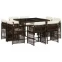 Garten-Essgruppe, 9-teilig, mit braunen Kunststoff-Rattan-Kissen. von , Gartensets - Ref: Foro24-3211737, Preis: 531,26 €, Ra...