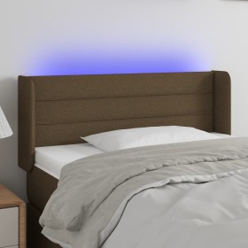 Cabecero con LED de tela marrón oscuro 93x16x78/88 cm en Cabeceros y pies de cama | Comprar online en Foro24