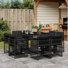 9-piece garden dining set with black synthetic rattan cushions by , Garden sets - Ref: Foro24-3211735, Price: 450,97 €, Disco...