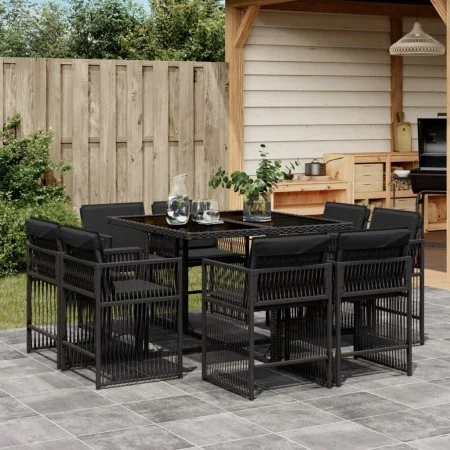 9-piece garden dining set with black synthetic rattan cushions by , Garden sets - Ref: Foro24-3211735, Price: 489,43 €, Disco...