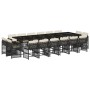 Set de muebles jardín 17 pzas con cojines ratán sintético negro