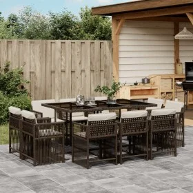 Garden dining set 11 pieces and brown synthetic rattan cushions by , Garden sets - Ref: Foro24-3211749, Price: 697,18 €, Disc...