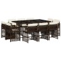 Garten-Essgruppe 11-teilig mit braunen Kunststoff-Rattan-Kissen. von , Gartensets - Ref: Foro24-3211749, Preis: 630,86 €, Rab...