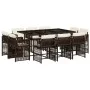 Garten-Essgruppe 11-teilig mit braunen Kunststoff-Rattan-Kissen. von , Gartensets - Ref: Foro24-3211749, Preis: 716,07 €, Rab...