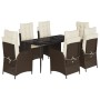 Set comedor de jardín 7 pzas con cojines ratán sintético marrón de , Conjuntos de jardín - Ref: Foro24-3213200, Precio: 833,76 €