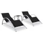 Sun loungers with side table, 2 units, black aluminum by vidaXL, Loungers - Ref: Foro24-310534, Price: 214,18 €, Discount: %