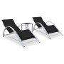 Tumbonas con mesita 2 unidades aluminio negro de vidaXL, Tumbonas - Ref: Foro24-310534, Precio: 194,29 €