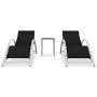 Sun loungers with side table, 2 units, black aluminum by vidaXL, Loungers - Ref: Foro24-310534, Price: 214,18 €, Discount: %
