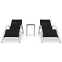 Tumbonas con mesita 2 unidades aluminio negro de vidaXL, Tumbonas - Ref: Foro24-310534, Precio: 194,29 €