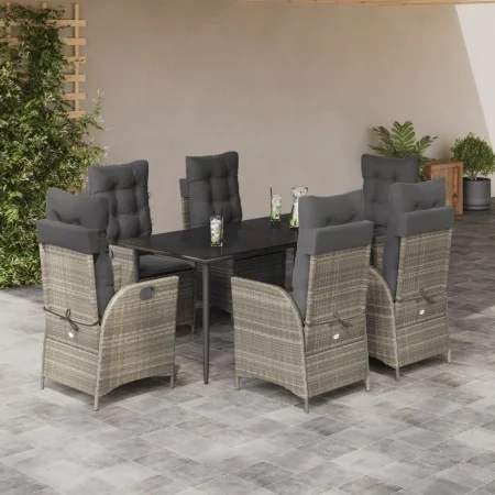 Garden dining set 7 pieces and light gray synthetic rattan cushions by , Garden sets - Ref: Foro24-3213280, Price: 902,18 €, ...