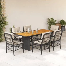 7-piece garden dining set with black synthetic rattan cushions by , Garden sets - Ref: Foro24-3212070, Price: 787,44 €, Disco...