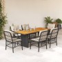 Garten-Essgruppe 7-teilig mit schwarzen Polstern aus synthetischem Rattan von , Gartensets - Ref: Foro24-3212070, Preis: 671,...