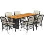 7-piece garden dining set with black synthetic rattan cushions by , Garden sets - Ref: Foro24-3212070, Price: 787,44 €, Disco...