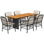 Garten-Essgruppe 7-teilig mit schwarzen Polstern aus synthetischem Rattan von , Gartensets - Ref: Foro24-3212070, Preis: 671,...