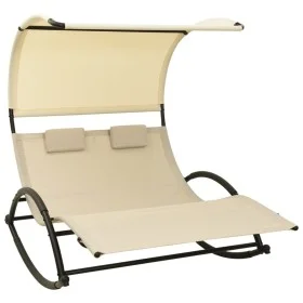 Double sun lounger with cream-colored textilene canopy by vidaXL, Loungers - Ref: Foro24-310548, Price: 220,06 €, Discount: %