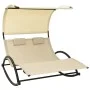 Double sun lounger with cream-colored textilene canopy by vidaXL, Loungers - Ref: Foro24-310548, Price: 220,06 €, Discount: %