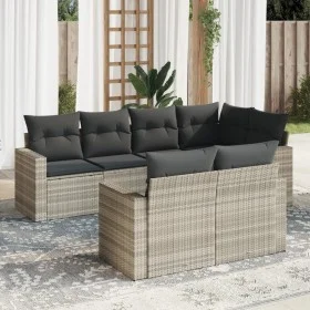 Garden sofa set 7 pieces with light gray PE rattan cushions by , Garden sets - Ref: Foro24-3219202, Price: 508,02 €, Discount: %