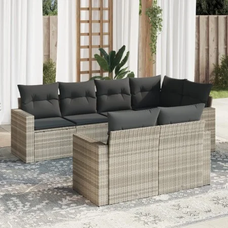 Garden sofa set 7 pieces with light gray PE rattan cushions by , Garden sets - Ref: Foro24-3219202, Price: 508,02 €, Discount: %