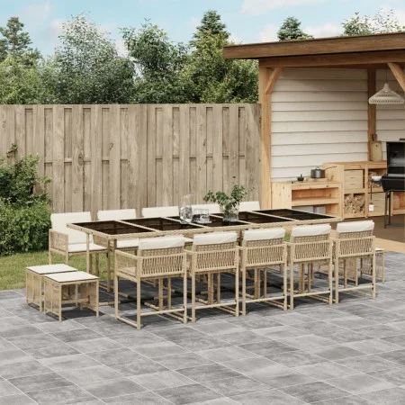 Garten-Essgruppe mit 15-teiligen Kissen aus synthetischem Rattan in Beige. von , Gartensets - Ref: Foro24-3211534, Preis: 869...