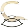 Doppel-Sonnenliege mit Textilene-Markise cremefarben von vidaXL, Liegen - Ref: Foro24-310548, Preis: 213,63 €, Rabatt: %