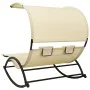 Double sun lounger with cream-colored textilene canopy by vidaXL, Loungers - Ref: Foro24-310548, Price: 220,06 €, Discount: %