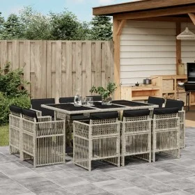 11-piece garden dining set with gray synthetic rattan cushions by , Garden sets - Ref: Foro24-3211031, Price: 693,56 €, Disco...