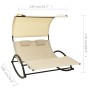 Double sun lounger with cream-colored textilene canopy by vidaXL, Loungers - Ref: Foro24-310548, Price: 213,63 €, Discount: %