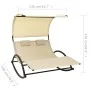 Double sun lounger with cream-colored textilene canopy by vidaXL, Loungers - Ref: Foro24-310548, Price: 220,06 €, Discount: %