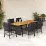 Set de comedor de jardín 7 pzas y cojines ratán sintético negro de , Conjuntos de jardín - Ref: Foro24-3212072, Precio: 700,7...