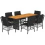Set de comedor de jardín 7 pzas y cojines ratán sintético negro de , Conjuntos de jardín - Ref: Foro24-3212072, Precio: 700,7...