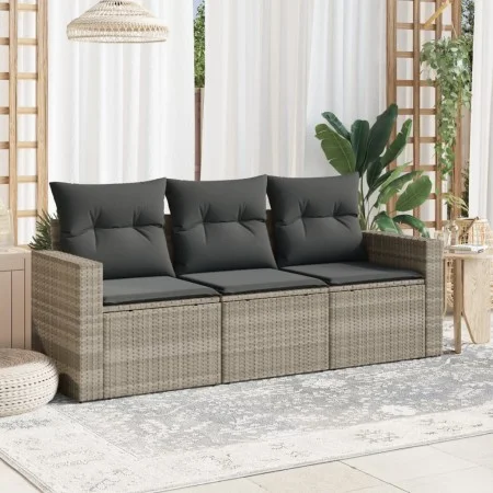 3-piece garden sofa set with gray synthetic rattan cushions by , Garden sets - Ref: Foro24-3218652, Price: 215,39 €, Discount: %
