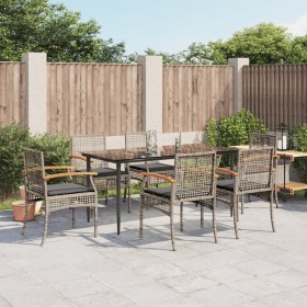 Garden dining set 7 pieces and gray synthetic rattan cushions by , Garden sets - Ref: Foro24-3213614, Price: 467,27 €, Discou...