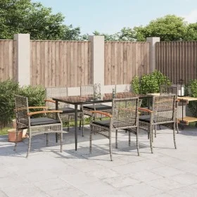 Garden dining set 7 pieces and gray synthetic rattan cushions by , Garden sets - Ref: Foro24-3213614, Price: 509,79 €, Discou...