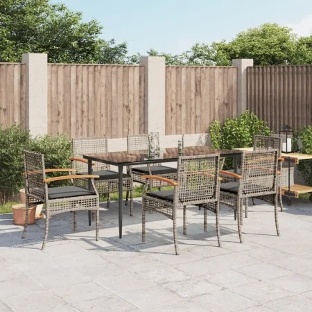 Garden dining set 7 pieces and gray synthetic rattan cushions by , Garden sets - Ref: Foro24-3213614, Price: 509,79 €, Discou...