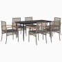 Garden dining set 7 pieces and gray synthetic rattan cushions by , Garden sets - Ref: Foro24-3213614, Price: 467,27 €, Discou...