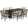 7-piece garden dining set with brown synthetic rattan cushions by , Garden sets - Ref: Foro24-3212058, Price: 659,38 €, Disco...
