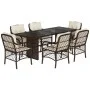 7-piece garden dining set with brown synthetic rattan cushions by , Garden sets - Ref: Foro24-3212058, Price: 727,33 €, Disco...