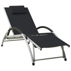 Black textilene sun lounger with cushion by vidaXL, Loungers - Ref: Foro24-310529, Price: 149,14 €, Discount: %