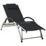 Black textilene sun lounger with cushion by vidaXL, Loungers - Ref: Foro24-310529, Price: 149,14 €, Discount: %