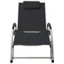 Black textilene sun lounger with cushion by vidaXL, Loungers - Ref: Foro24-310529, Price: 149,14 €, Discount: %