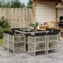 Garden dining set 9 pieces with light gray synthetic rattan cushions by , Garden sets - Ref: Foro24-3211019, Price: 496,86 €,...