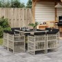 Garten-Essgruppe 9-teilig mit Kissen aus hellem grauen Kunststoff-Rattan. von , Gartensets - Ref: Foro24-3211019, Preis: 446,...