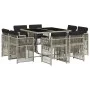 Garden dining set 9 pieces with light gray synthetic rattan cushions by , Garden sets - Ref: Foro24-3211019, Price: 496,86 €,...