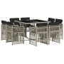 Garten-Essgruppe 9-teilig mit Kissen aus hellem grauen Kunststoff-Rattan. von , Gartensets - Ref: Foro24-3211019, Preis: 446,...