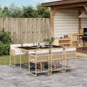 7-piece garden dining set with beige synthetic rattan cushions. by , Garden sets - Ref: Foro24-3211450, Price: 429,74 €, Disc...