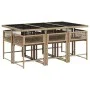 Garten-Essgruppe 7-teilig mit Kissen aus synthetischem Rattan in Beige. von , Gartensets - Ref: Foro24-3211450, Preis: 429,72...