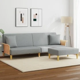 Zweiplätziges Schlafsofa mit Kissen und Hocker aus hellem grauem Samt. von , Sofas - Ref: Foro24-3216215, Preis: 351,90 €, Ra...