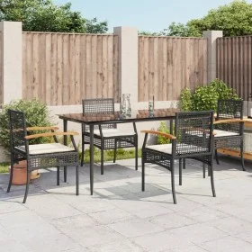 Set de muebles jardín 5 pzas con cojines ratán sintético negro de , Conjuntos de jardín - Ref: Foro24-3213599, Precio: 380,40...